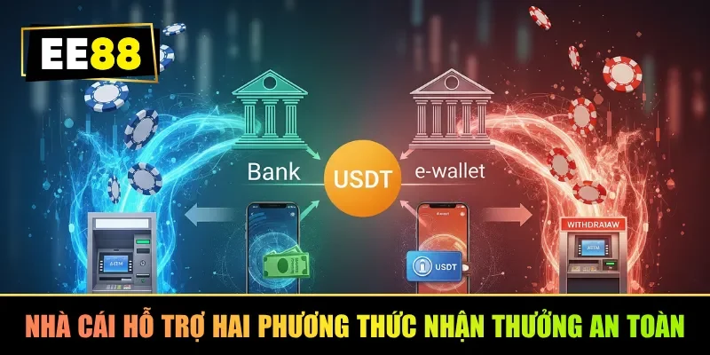 Nhà cái hỗ trợ hai phương thức nhận thưởng an toàn
